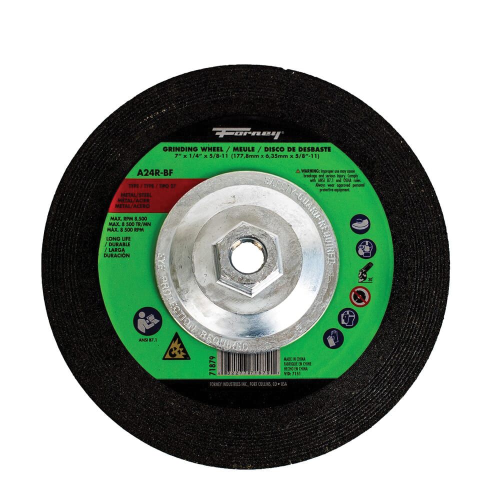 Forney 7 in. x 1/4 in. Type 27 Metal Grinding Wheel