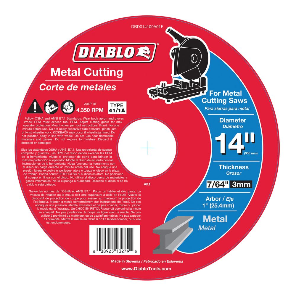 Diablo 14 in. x 7/64 in. x 1 in. Metal Chop Saw Disc