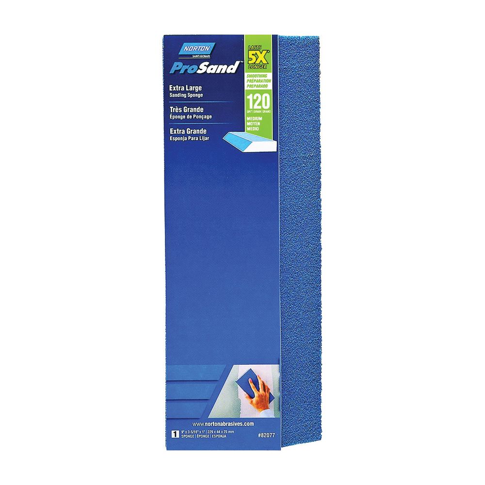 Norton 9 in. x 3-5/16 in. x 1 in. 120-Grit Sanding Sponge