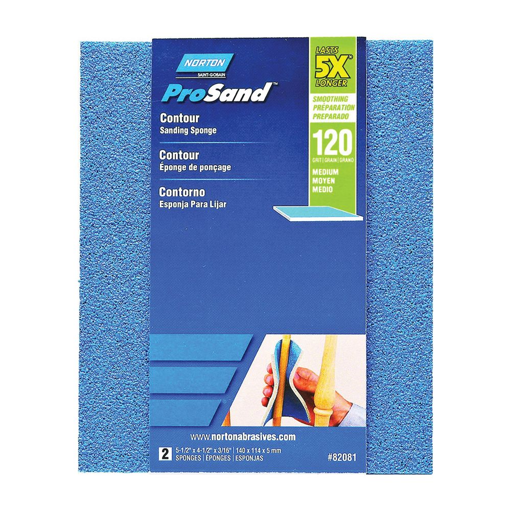 Norton 5-1/2 in. x 4-1/2 in. 120 Grit Contour Sanding Sponge