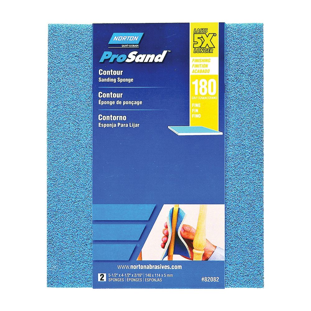 Norton 5-1/2 in. x 4-1/2 in. 180 Grit Contour Sanding Sponge