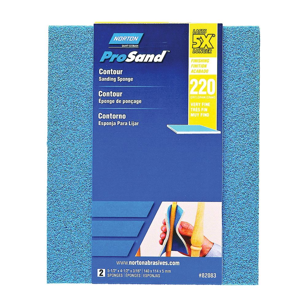 Norton 5-1/2 in. x 4-1/2 in. 220 Grit Contour Sanding Sponge