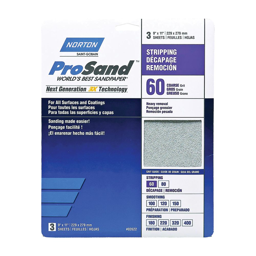 Norton 9 in. x 11 in. 60 Grit Aluminum Oxide Sandpaper