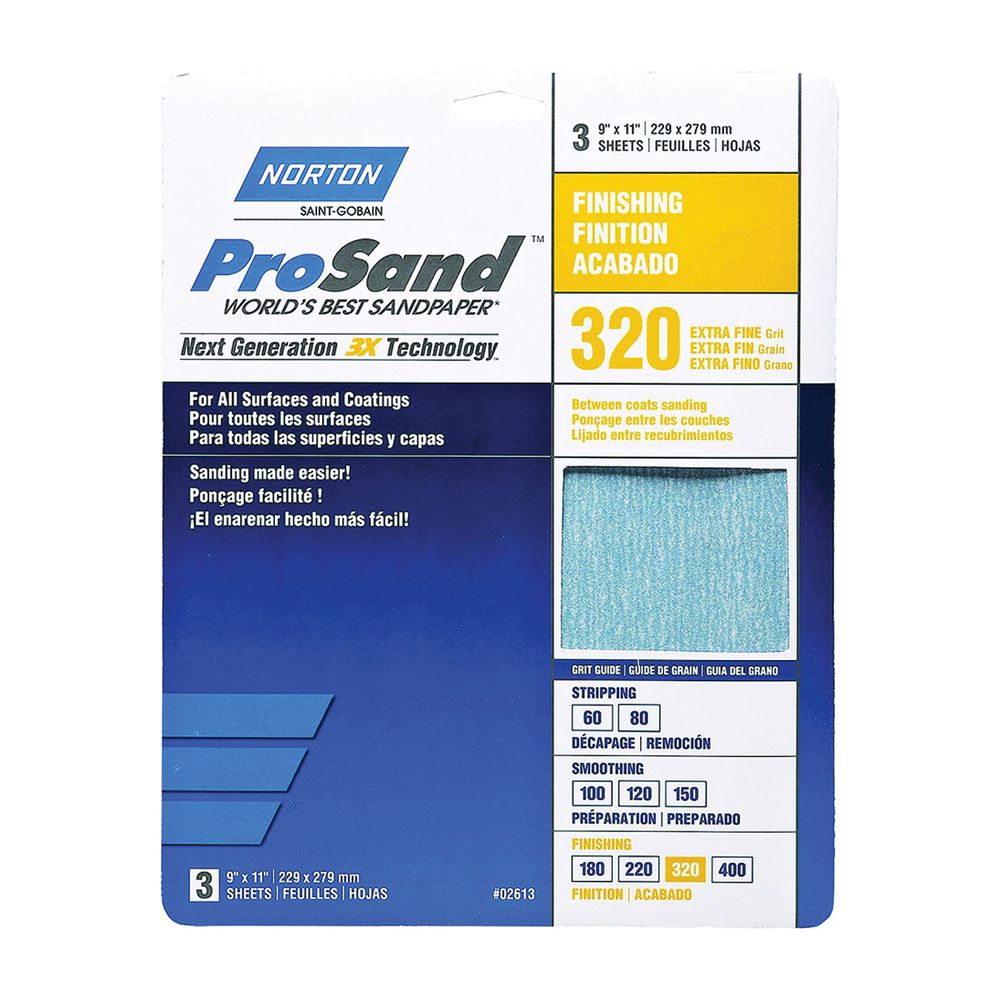 Norton 9 in. x 11 in. 320 Grit Aluminum Oxide Sanding Sheet