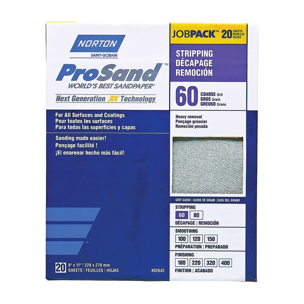 Norton ProSand 9 in. x 11 in. 60 Grit Aluminum Oxide Sanding Sheet