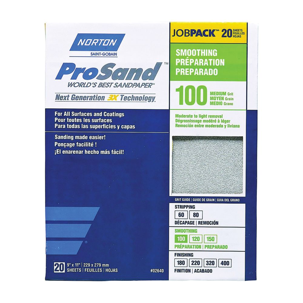 Norton 9 in. x 11 in. 100 Grit Aluminum Oxide Sanding Sheet