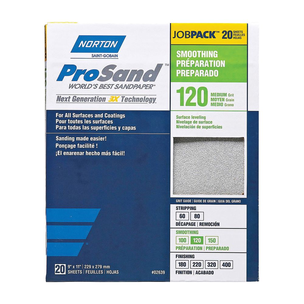 Norton 9 in. x 11 in. 120 Grit Aluminum Oxide Sanding Sheet