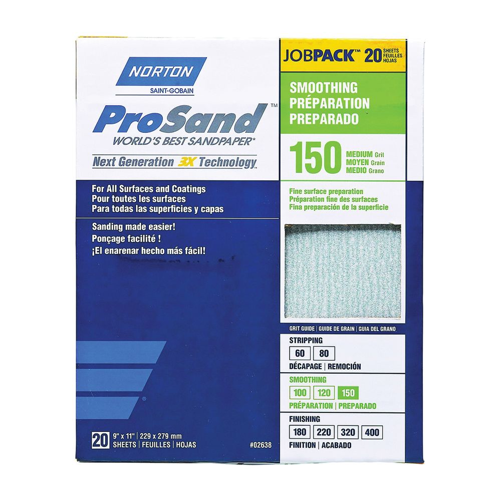 Norton 9 in. x 11 in. 150 Grit Aluminum Oxide Sanding Sheet