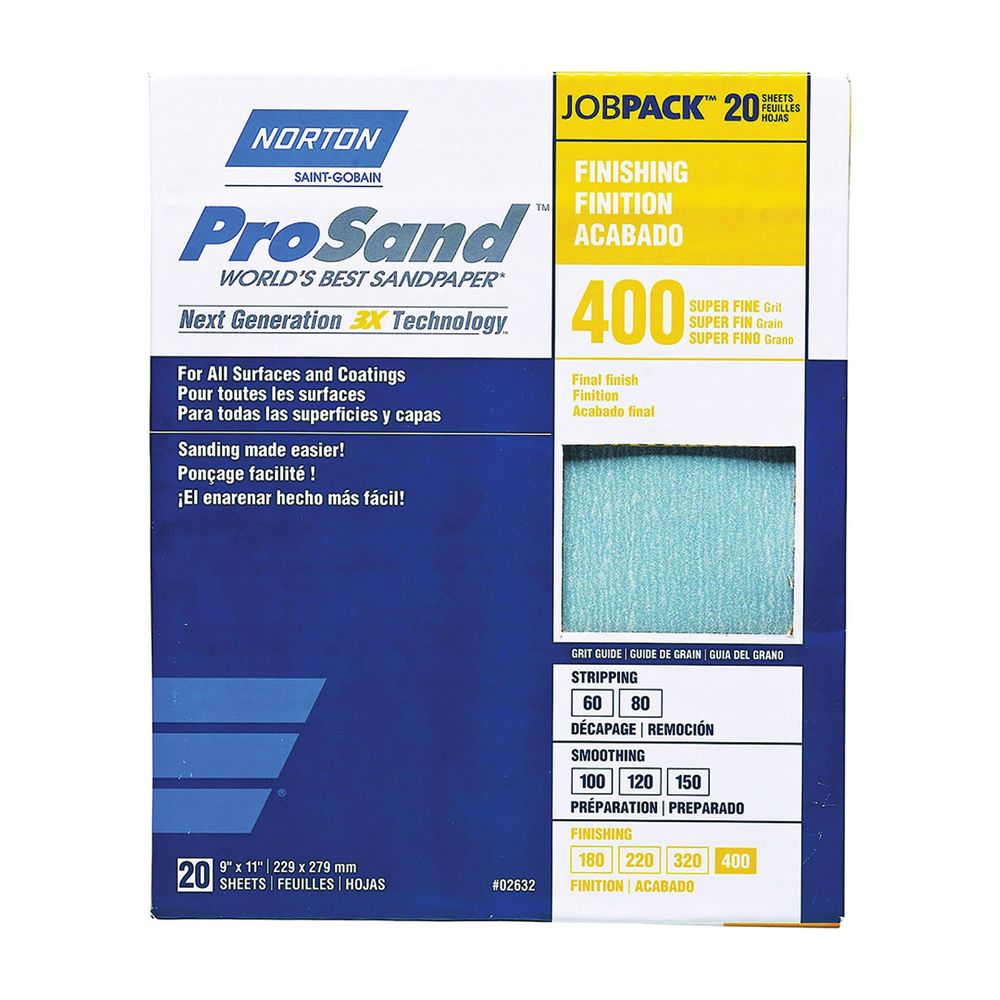 Norton 9 in. x 11 in. 400 Grit Aluminum Oxide Sanding Sheet