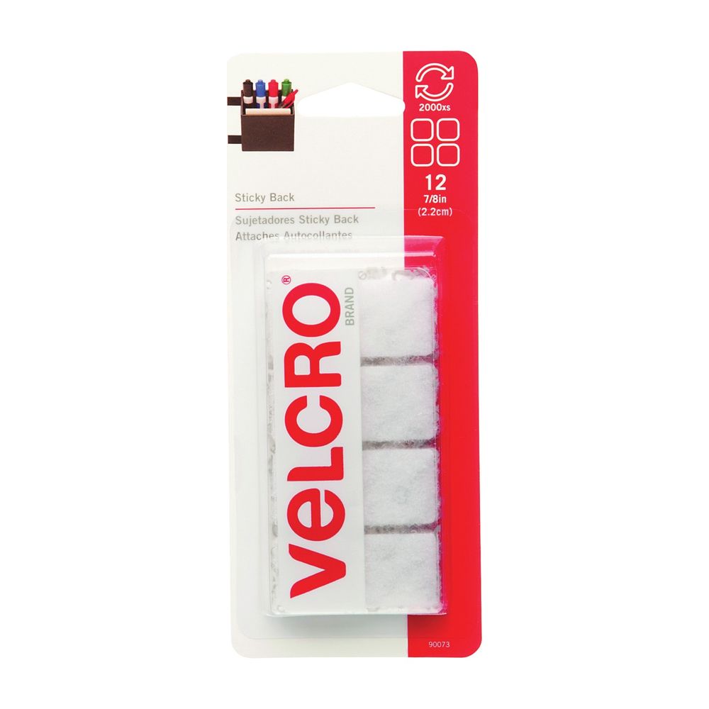 Velcro Brand 7/8 in. Square White Hook and Loop Fastener