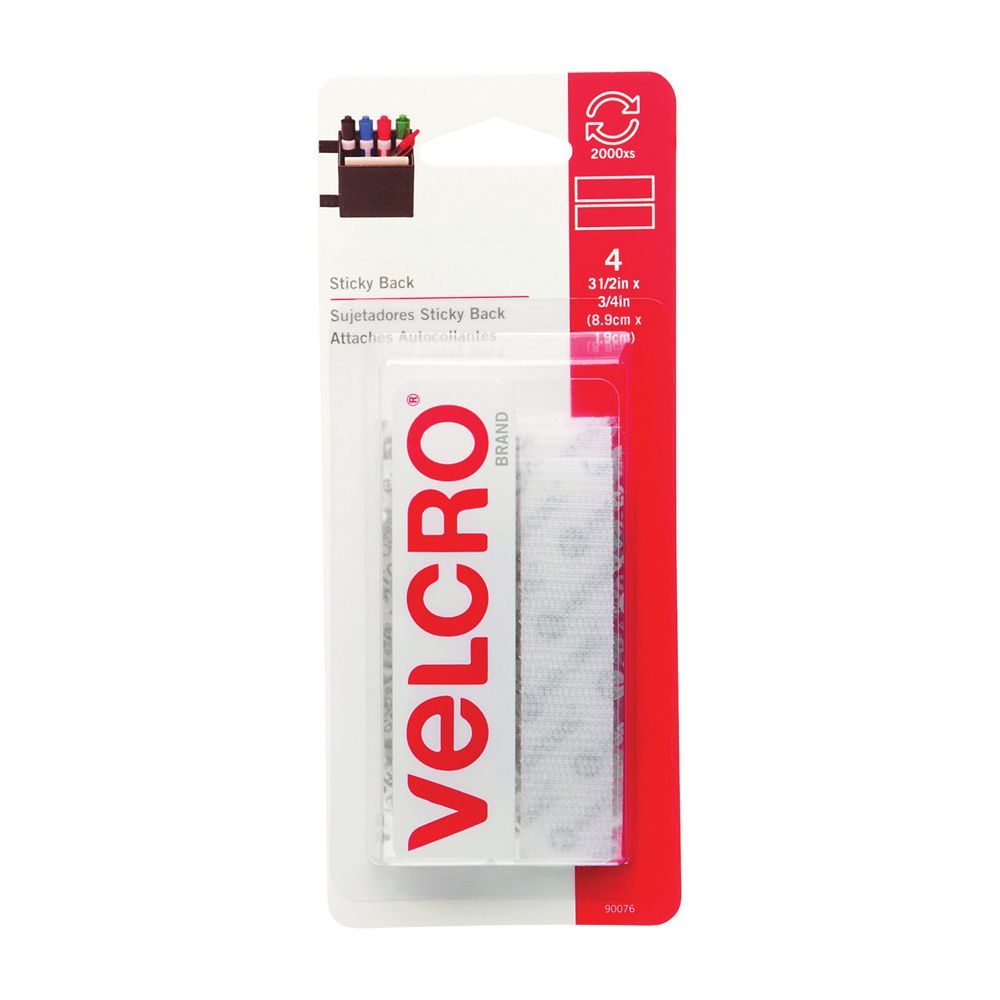 Velcro Brand 3/4 in. x 3-1/2 in. White Hook and Loop Fastener Strips