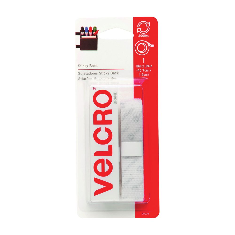 Velcro Brand 3/4 in. x 18 in. White Hook and Loop Fastener Tape