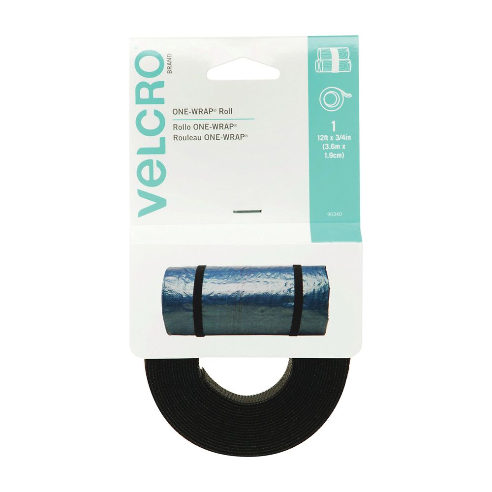 Velcro Brand 3/4 in. x 12 ft. Black Hook and Loop Strap