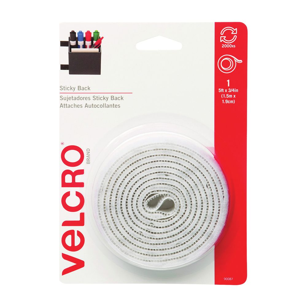 Velcro Brand 3/4 in. x 5 ft. White Hook and Loop Fastener