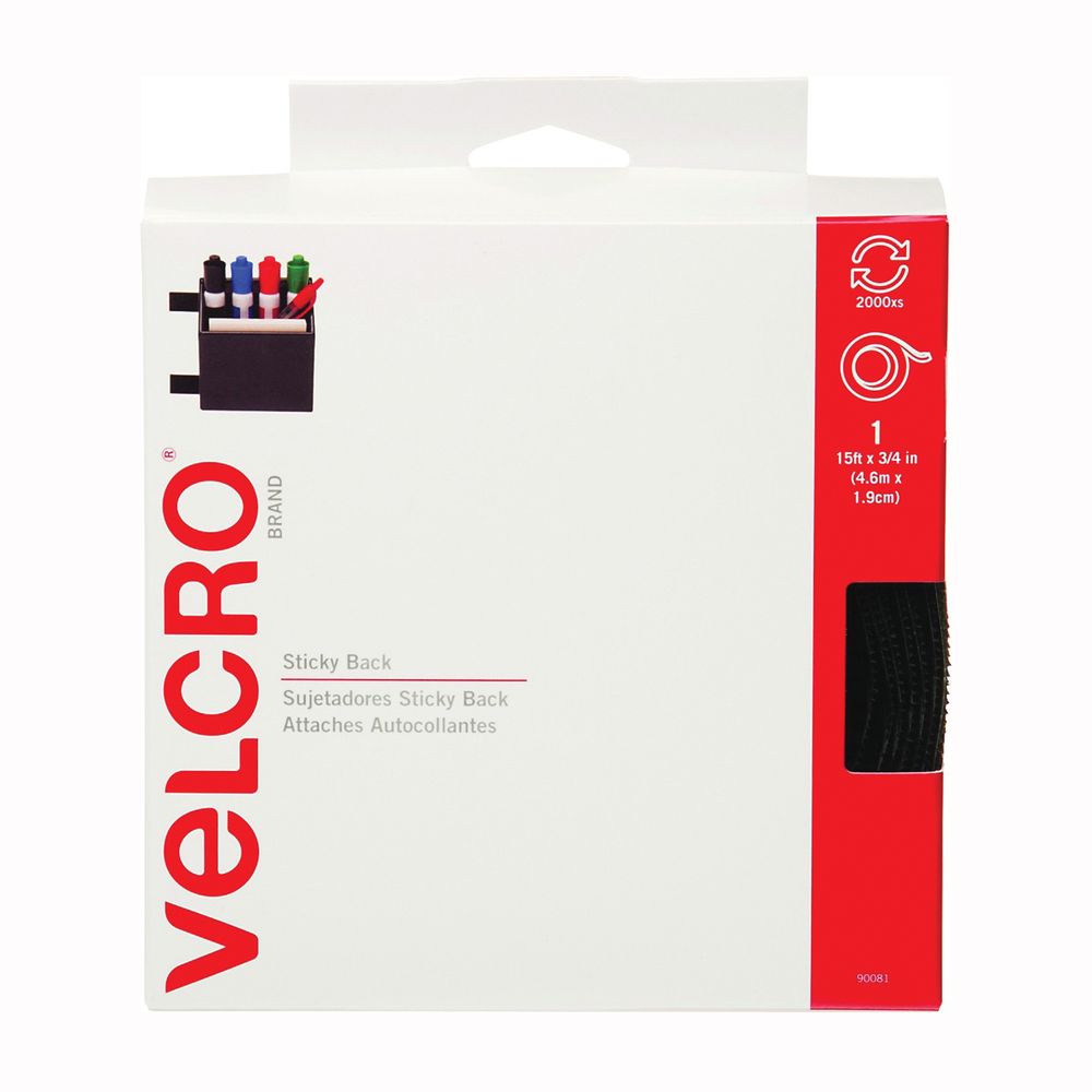 Velcro Brand 3/4 in. x 15 ft. Black Hook and Loop Fastener