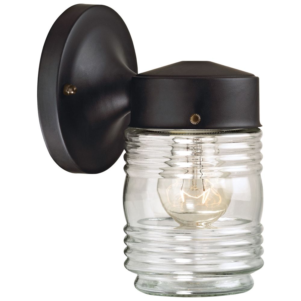 Boston Harbor 1-Light Black Wall Mount Porch Light