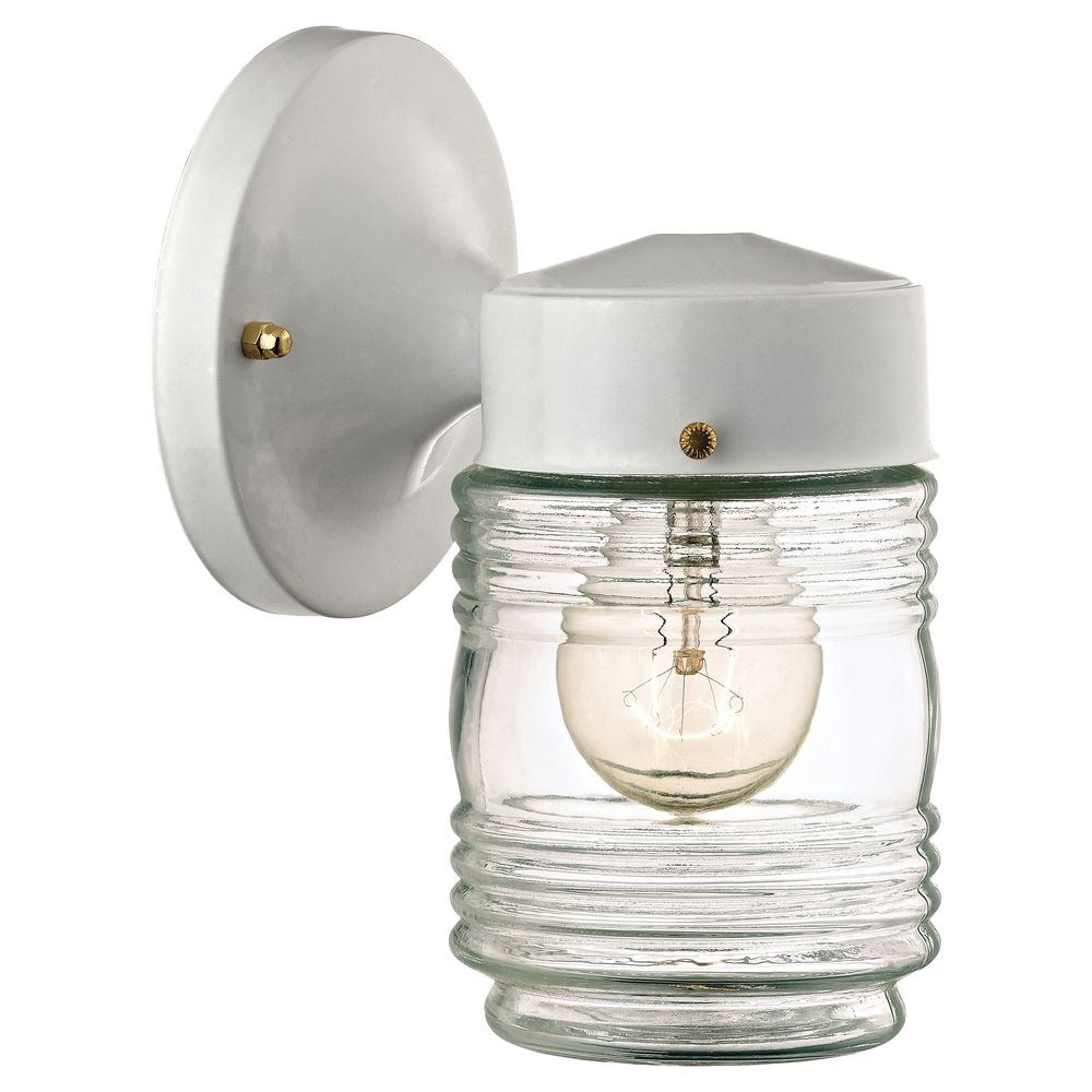 Boston Harbor 1-Light White Wall Mount Porch Light Fixture