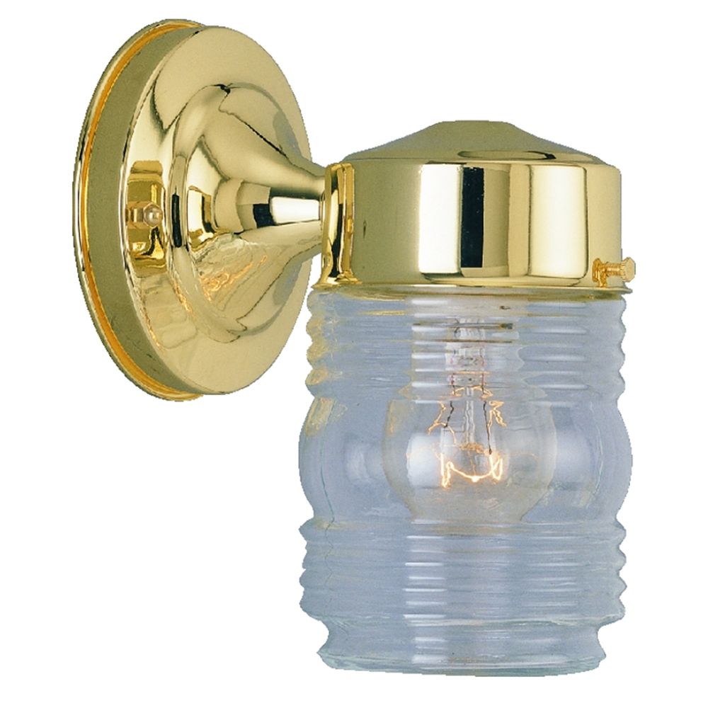 Boston Harbor 1-Light Polished Brass Wall Mount Porch Light Fixture