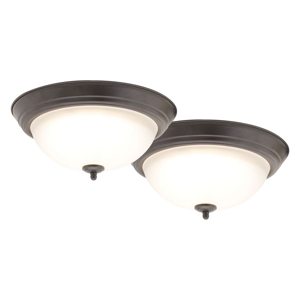 Boston Harbor 13 in. 2-Pack Bronze LED Flush Mount Ceiling Light Fixtures