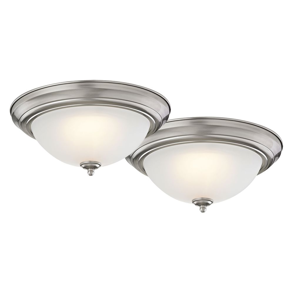 Boston Harbor 13 in. Brushed Nickel LED Flush Mount Ceiling Light Fixture, 2-Pack