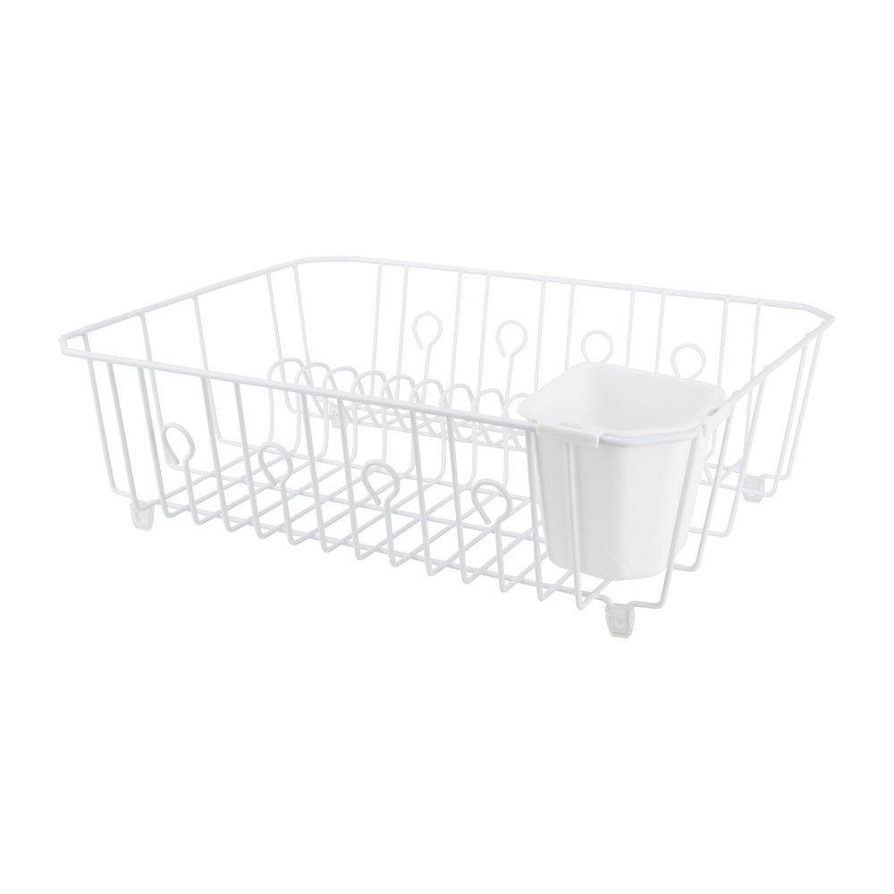 Simple Spaces White Dish Drainer with Basket