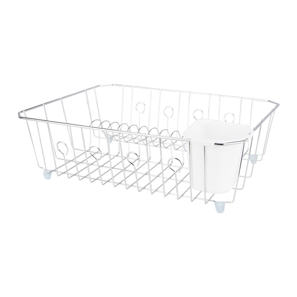 Simple Spaces Chrome Dish Drainer with Cutlery Basket