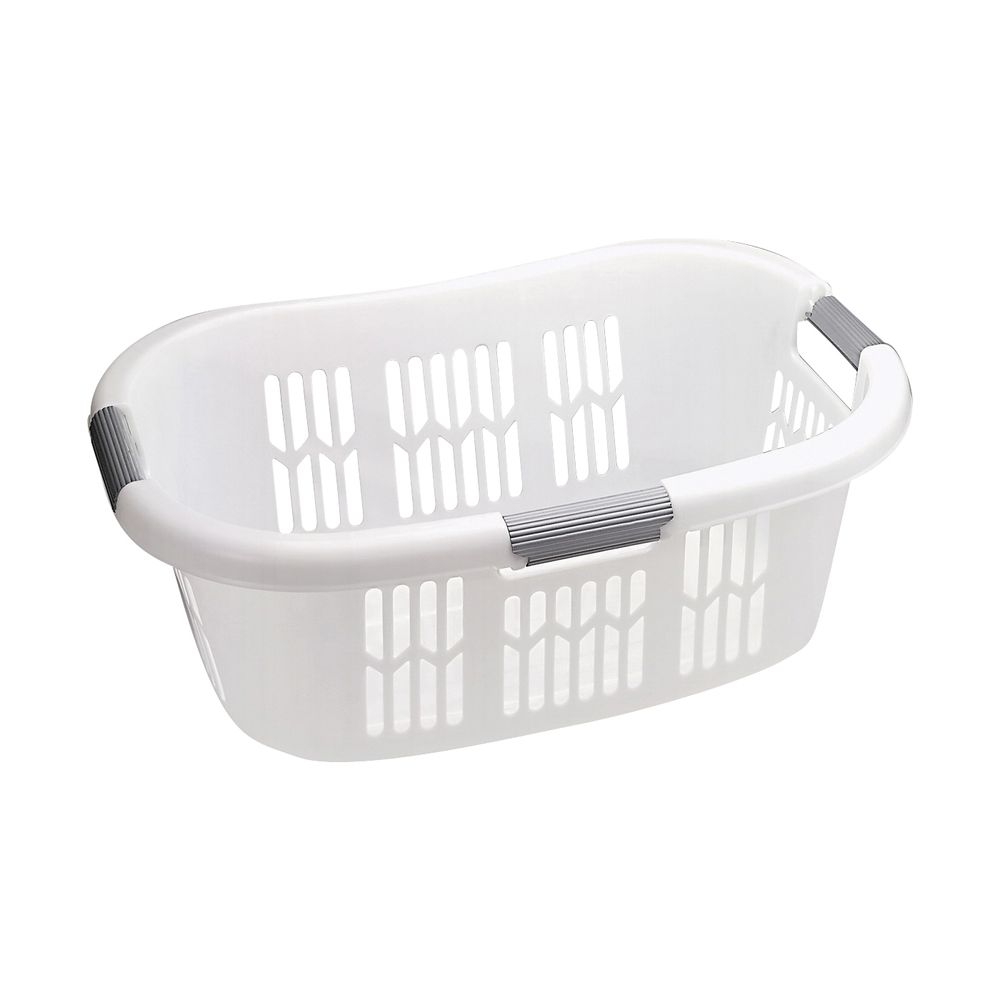 Rubbermaid 1-1/2 Bushel White Hip-Hugger Laundry Basket