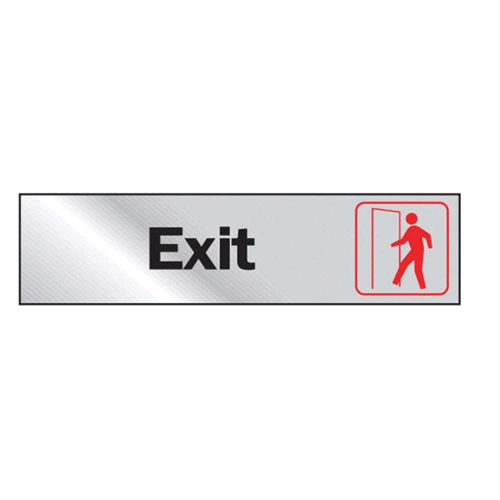 Hy-Ko Products 2 in. x 8 in. Silver Vinyl Exit Graphic Sign