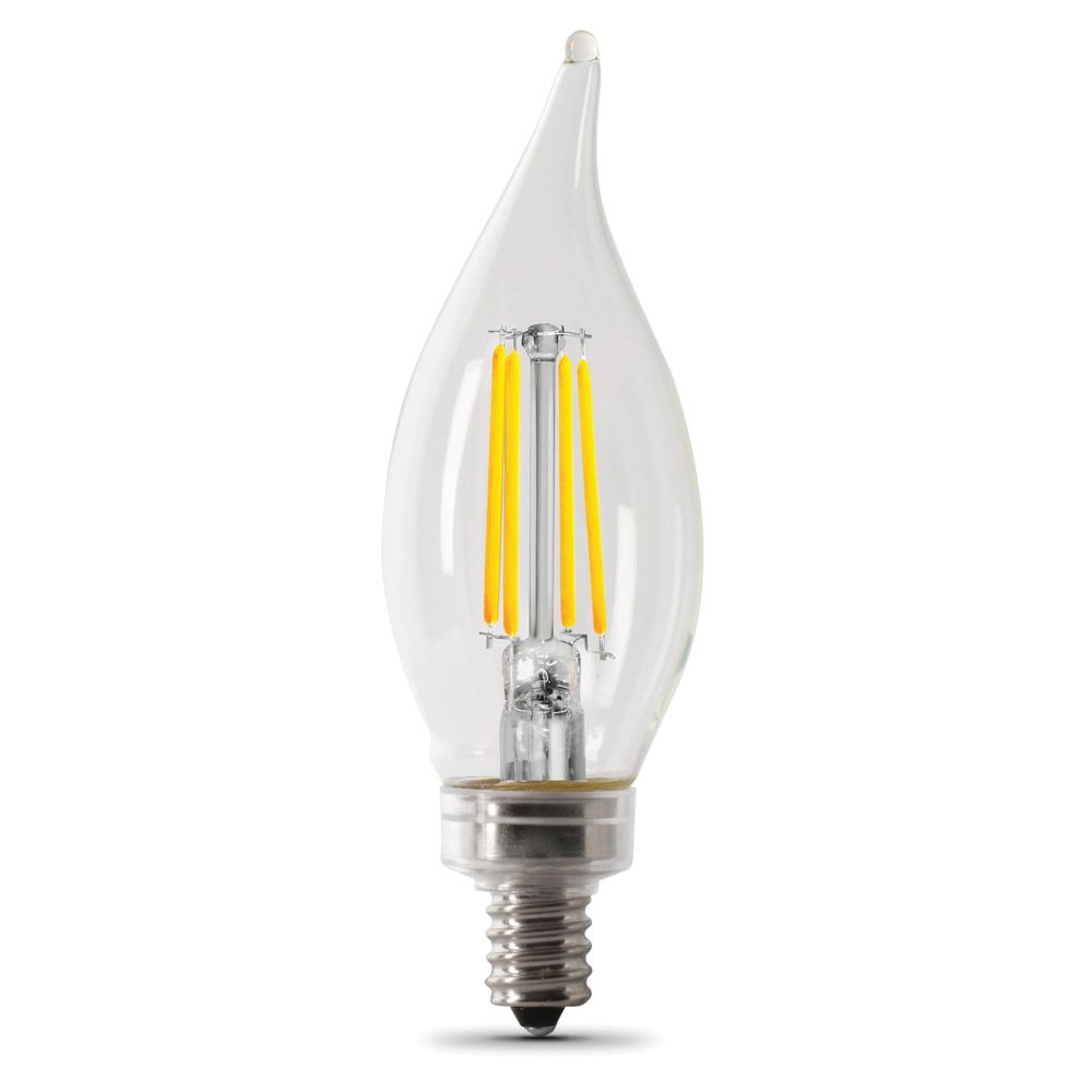 Feit Electric 40 W Equivalent Flame Tip Dimmable Candelabra LED Bulb, 2-Pack