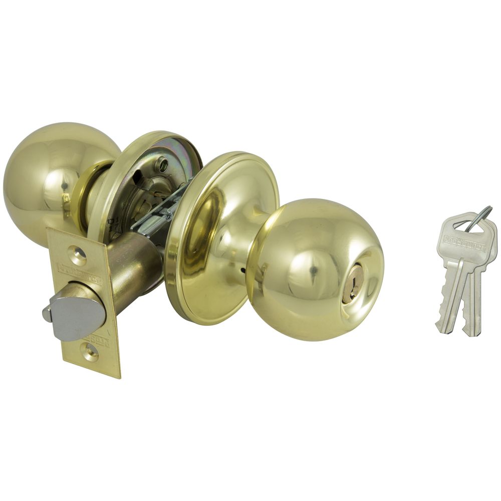ProSource T3 Tubular Polished Brass Entry Knob