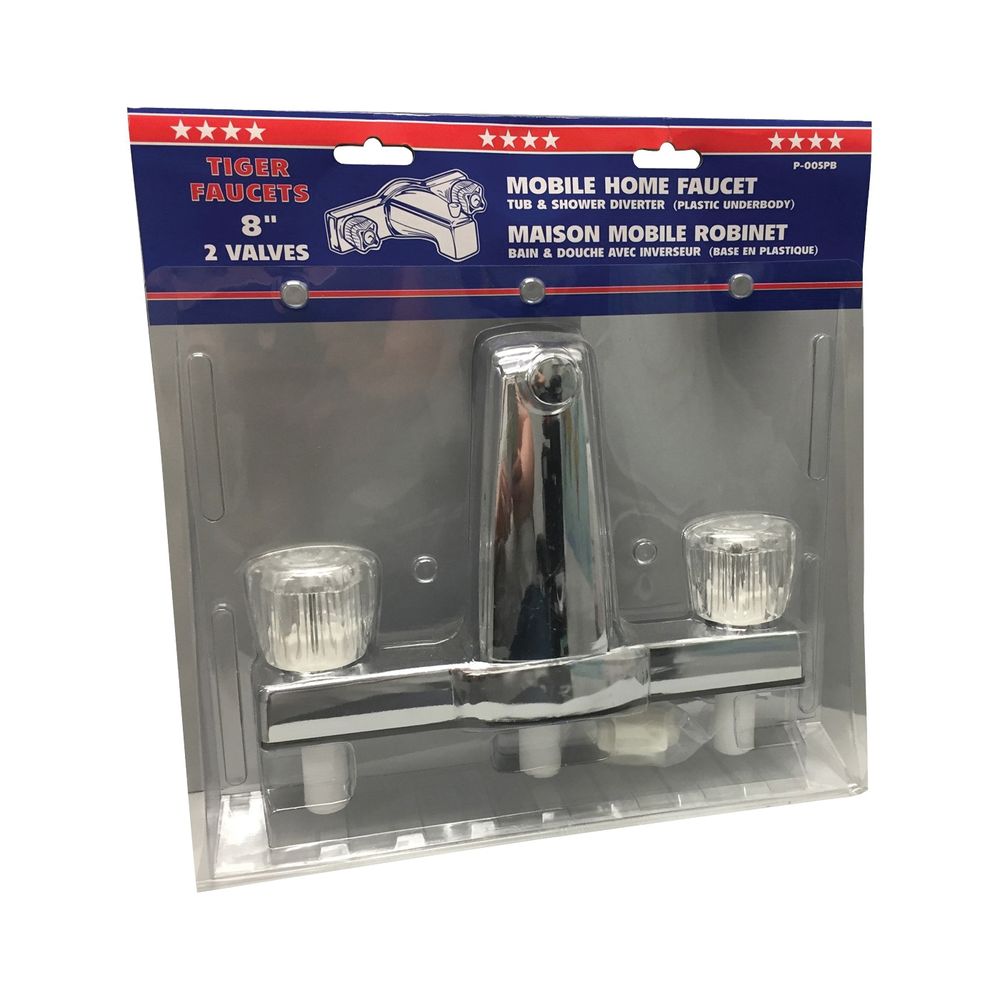 US Hardware 8 in. Chrome 2-Handle Tub and Shower Diverter Faucet