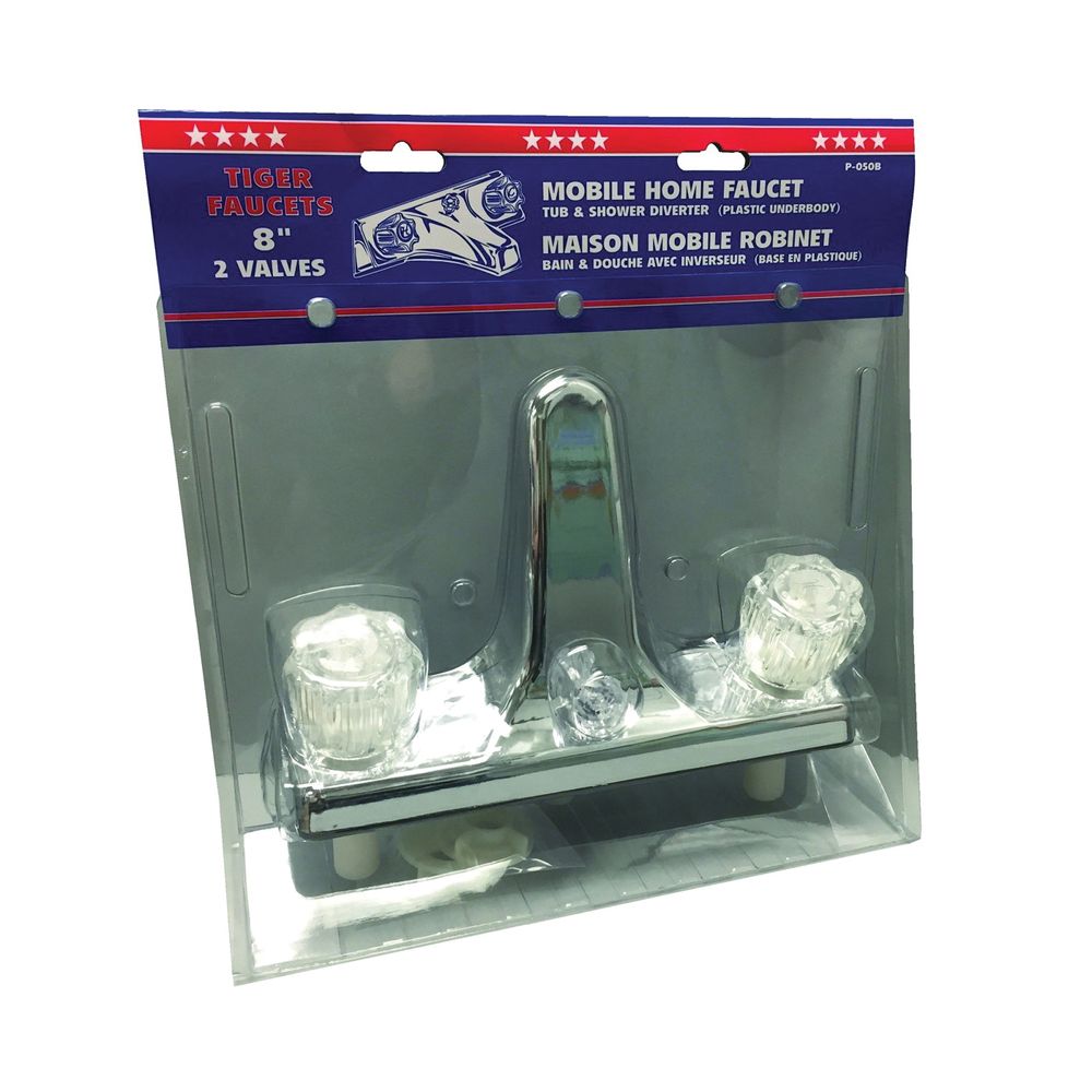 US Hardware 8 in. Chrome 2-Handle Tub and Shower Diverter