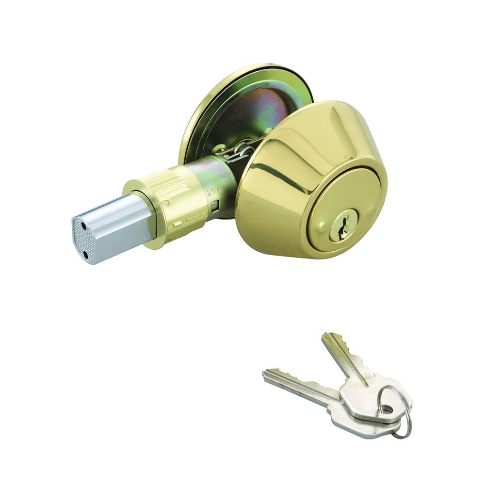 ProSource Mobile Home Single Cylinder Deadbolt, Polished Brass