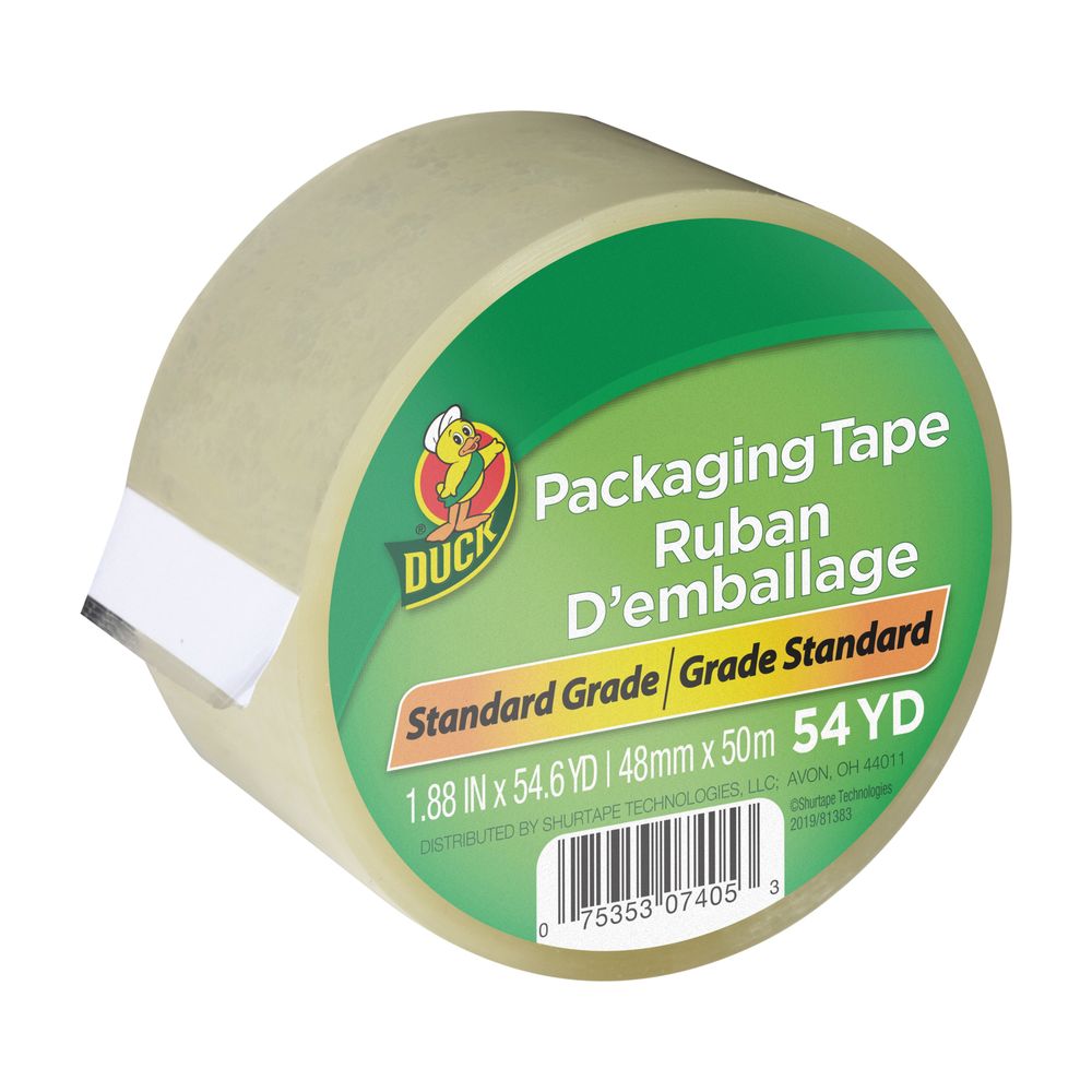 Duck 1-7/8 in. x 54.6 yd. Clear Bulk Pack Packaging Tape