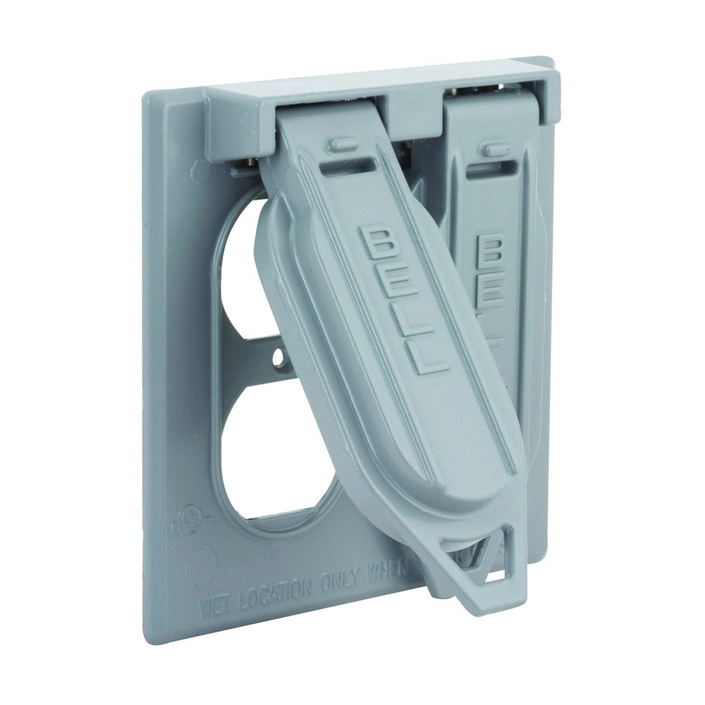 Hubbell 2-Gang Weatherproof Gray Duplex Receptacle Cover