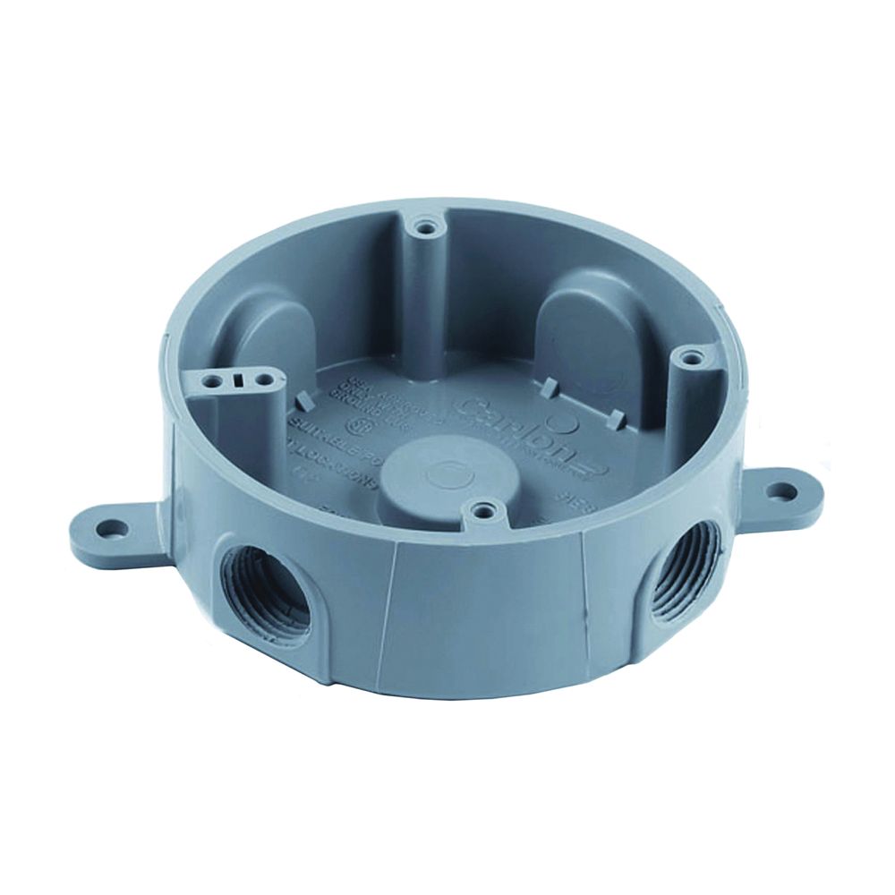 Carlon 4 in. Round PVC 5-Outlet T-Box with Mounting Feet