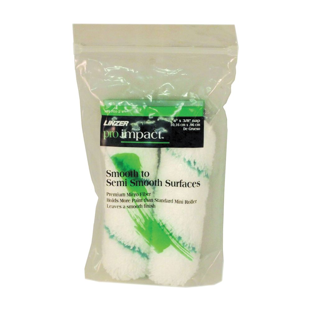 Linzer 4 in. x 3/8 in. Microfiber Mini Roller Cover, 2-Pack