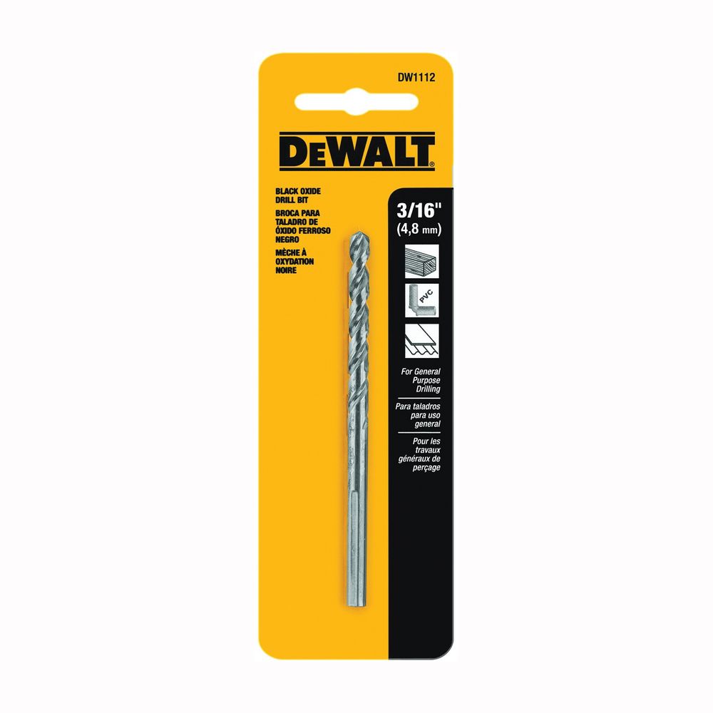 DEWALT 3/16 in. Black Oxide Jobber Drill Bit