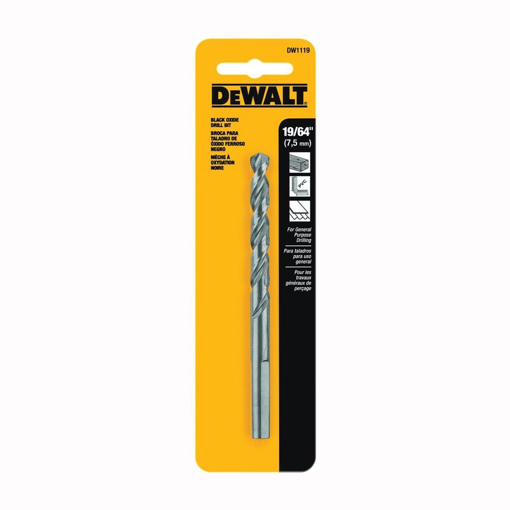 DEWALT 19/64 in. Black Oxide Jobber Drill Bit
