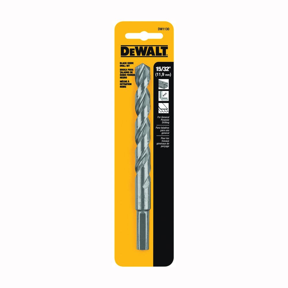 DEWALT 15/32 in. Black Oxide Jobber Drill Bit