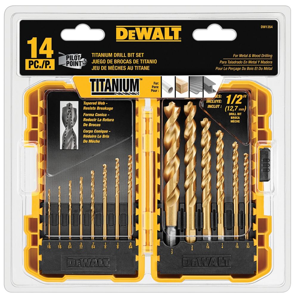DEWALT 14-Piece Titanium Pilot Point Drill Bit Set