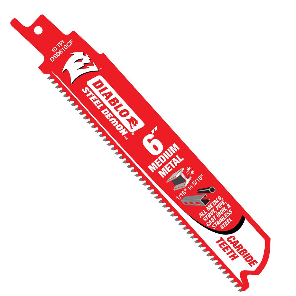 Diablo 6 in. 10 TPI Carbide Tipped Medium Metal Cutting Reciprocating Saw Blade, 3-Piece