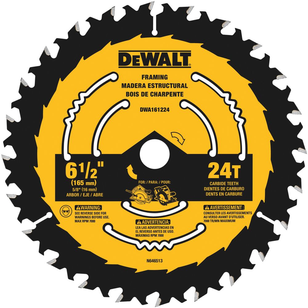DEWALT 6-1/2 in. 18 and 24 TPI Combination Circular Saw Blade