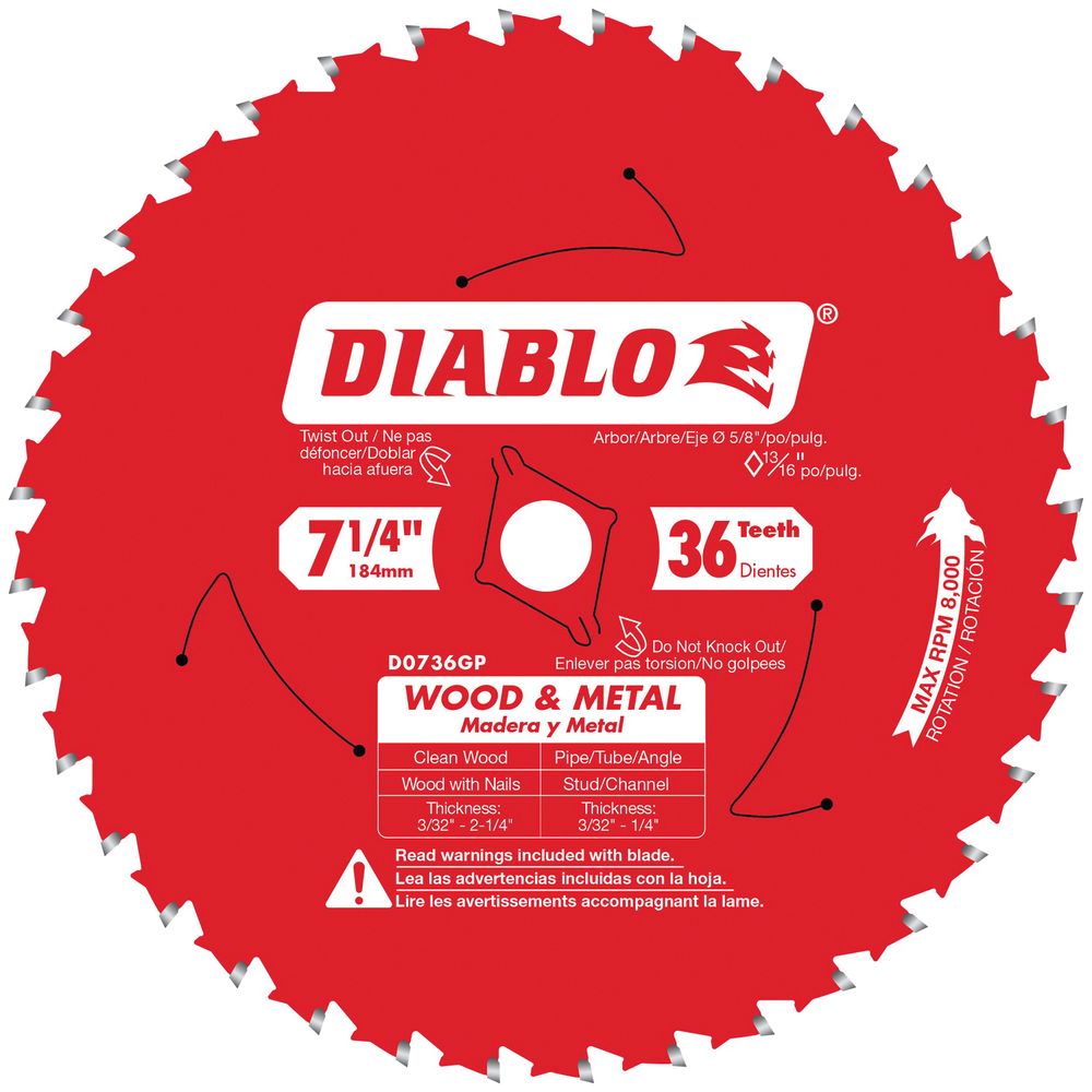 Diablo 7-1/4 in. 36-Tooth Carbide Circular Saw Blade