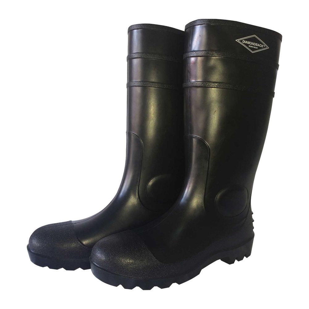Diamondback Size 10 Matte Black PVC Knee Boots
