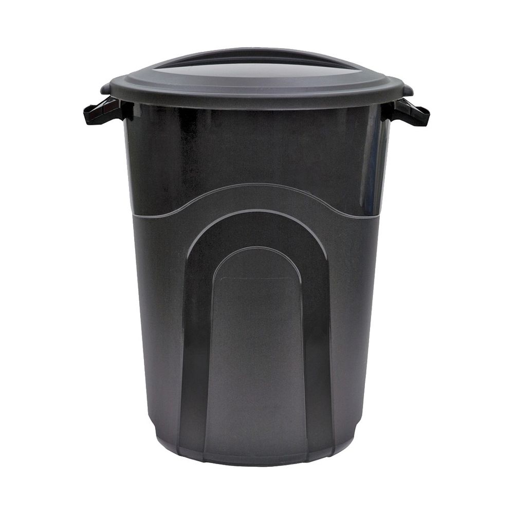 United Solutions 32 gal. Black Molded Plastic Trash Can