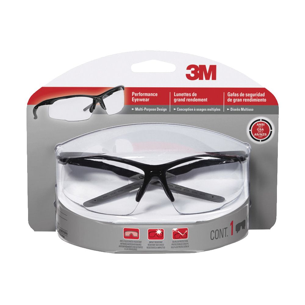 3M Multi-Purpose Black Frame Clear Lens Safety Eyewear