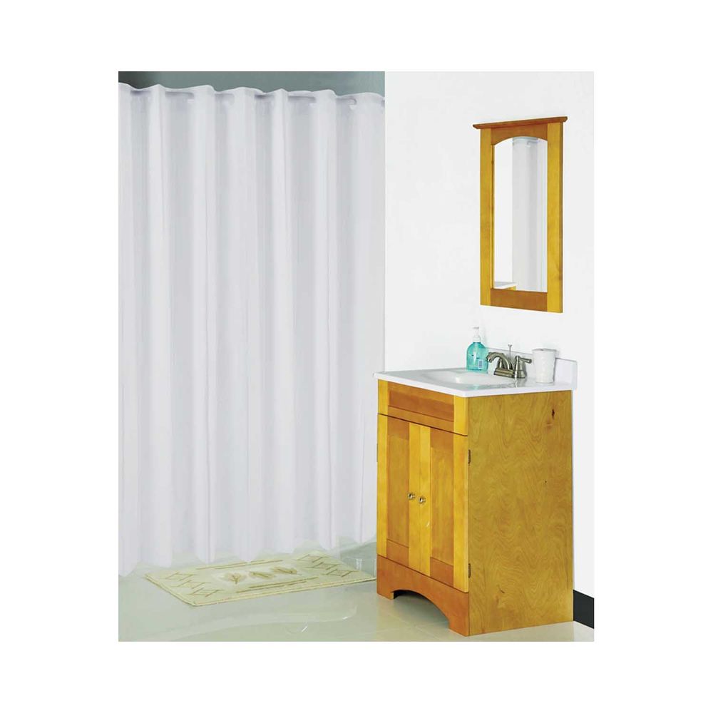 Simple Spaces 70 in. x 72 in. White Hookless Shower Curtain