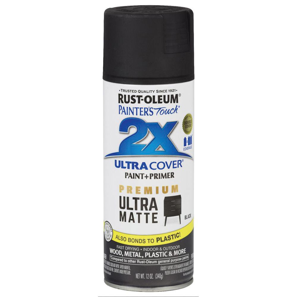 Rust-Oleum Painters Touch 2X Ultra Cover 12 oz. Matte Black Spray Paint