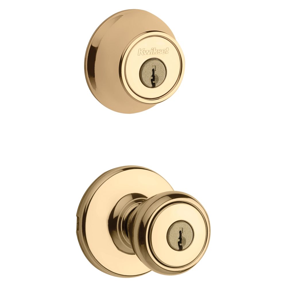 Kwikset Tylo Polished Brass Entry Knob and Deadbolt Combination Lockset